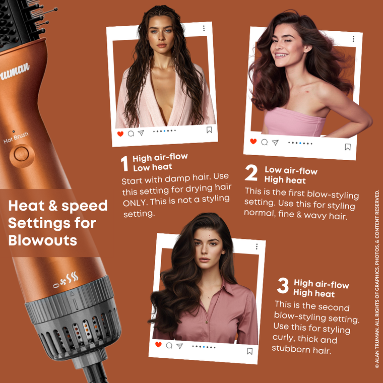 Alan Truman Straight and Blow, 3-in-1 Blow Styling Brush for all hair types