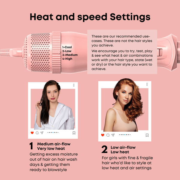 Alan Truman Big Volumiser Set for Easy Blowdrying, Curling, Waving & Blow Styling at home - Pastel Pink