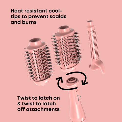 Alan Truman Big Volumiser Set for Easy Blowdrying, Curling, Waving & Blow Styling at home - Pastel Pink