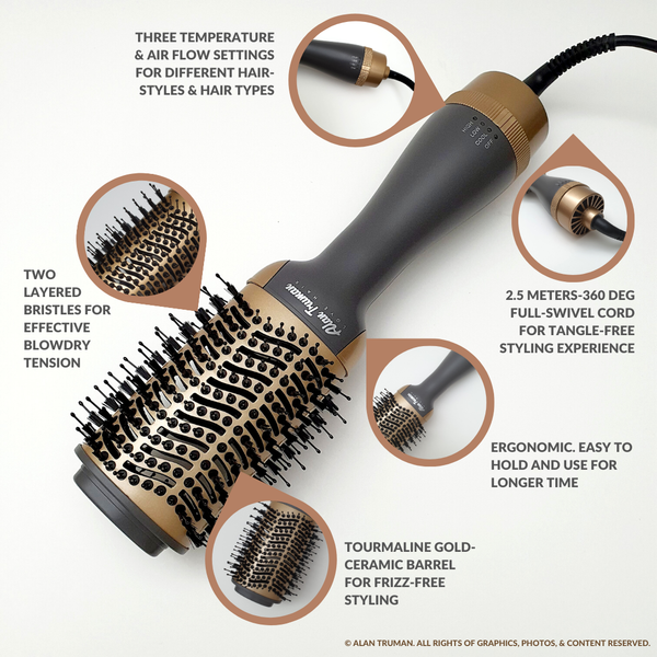 Professional blow dryer brush Grey Gold
