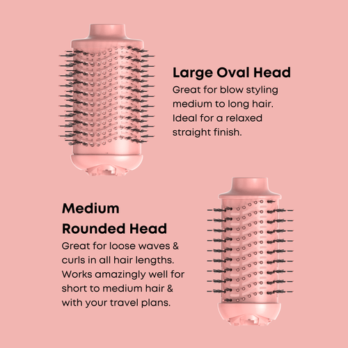 Alan Truman Big Volumiser Set for Easy Blowdrying, Curling, Waving & Blow Styling at home - Pastel Pink