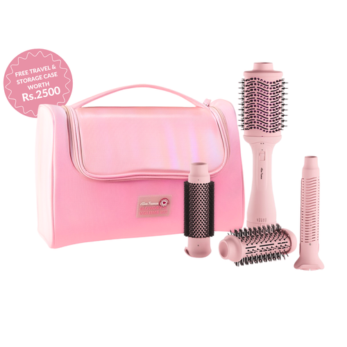 Alan Truman Big Volumiser Set for Easy Blowdrying, Curling, Waving & Blow Styling at home - Pastel Pink