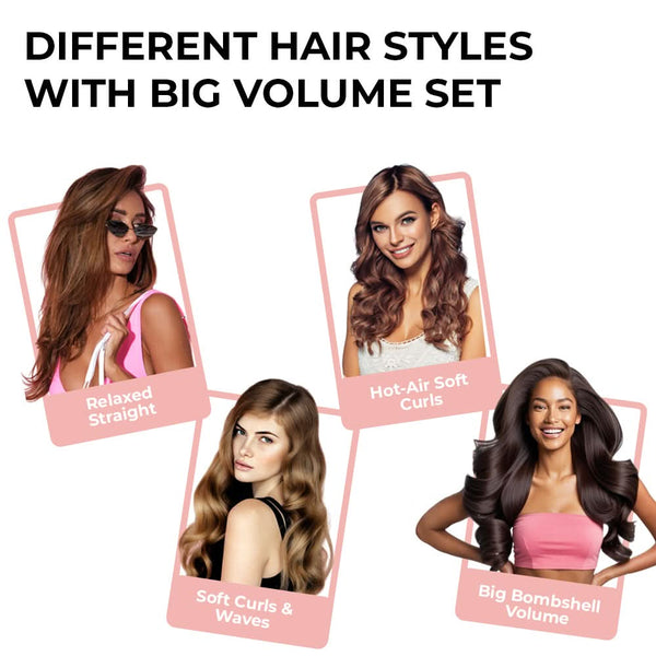 Alan Truman Big Volumiser Set for Easy Blowdrying, Curling, Waving & Blow Styling at home - Pastel Pink