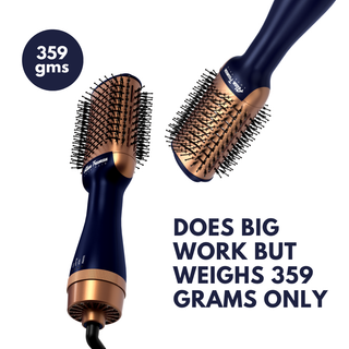 Alan Truman Blow dryer Brush with Storage & Travel Case Midnight Blue-Gold for easy blowdrying, blow styling and haircare