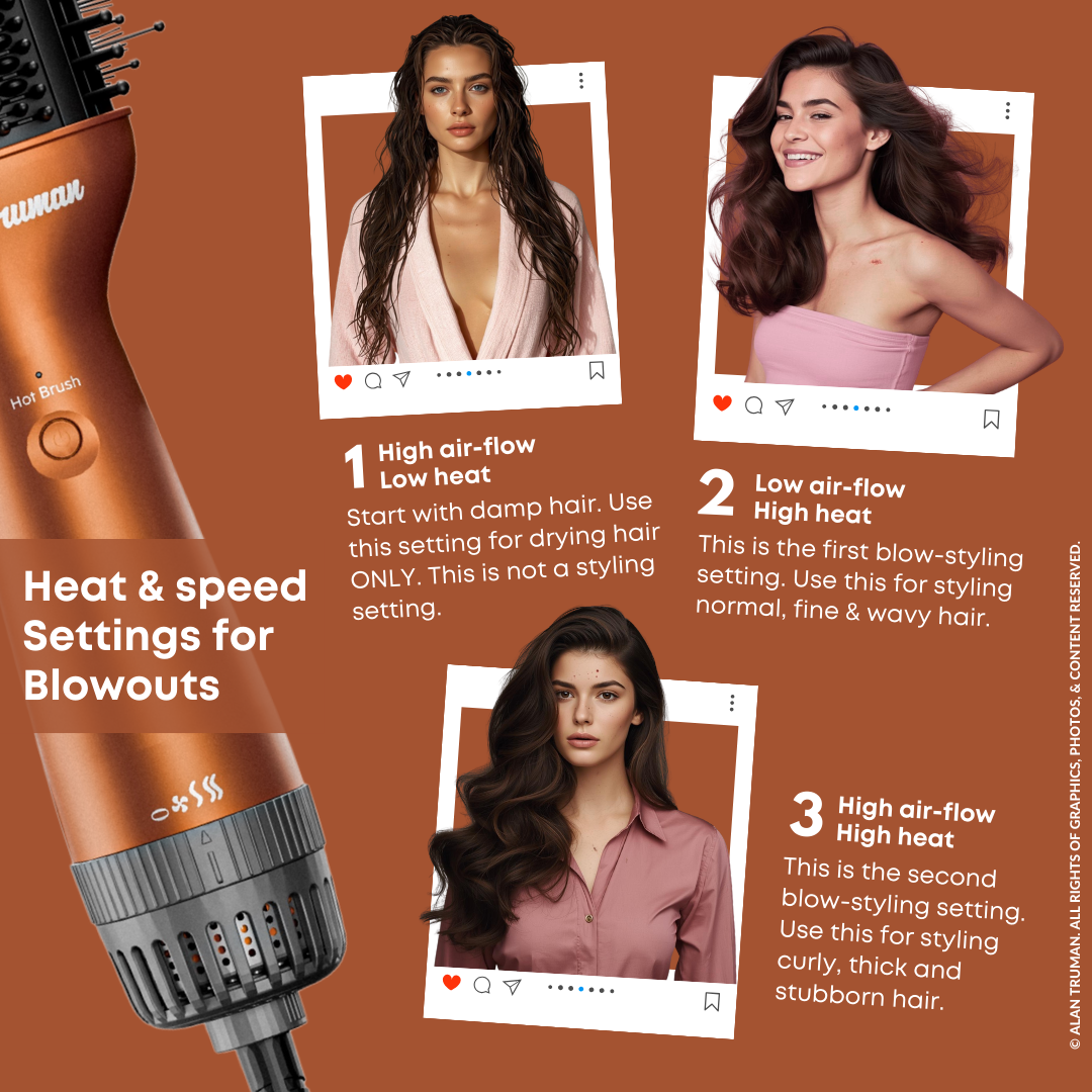 Alan Truman Straight and Blow, 3-in-1 Blow Styling Brush for all hair