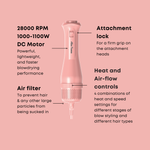 Alan Truman Big Volumiser Set for Easy Blowdrying, Curling, Waving & Blow Styling at home - Pastel Pink