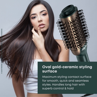 Alan Truman Blow dryer Brush with Storage & Travel Case Jade Green-Gold for easy blowdrying, blow styling and haircare