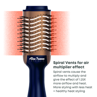 Alan Truman Blow dryer Brush with Storage & Travel Case Midnight Blue-Gold for easy blow-drying, blow styling and haircare