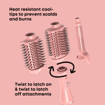 Alan Truman Big Volumiser Set for Easy Blowdrying, Curling, Waving & Blow Styling at home - Pastel Pink