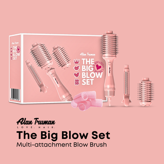 Alan Truman Big Blow Set for Easy Blowdrying, Curling, Waving & Blow Styling at home - Pastel Pink - Alan Truman