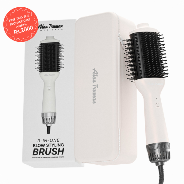 Alan Truman Straight and Blow, 3-in-1 Blow Styling Brush for all hair types - White Ceramic