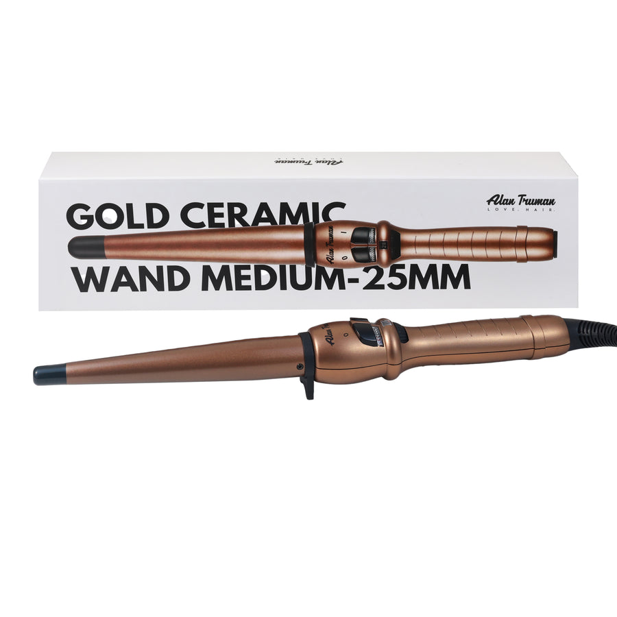 Alan Truman Gold Medium Conical Ceramic Curling Wand (25-13mm)