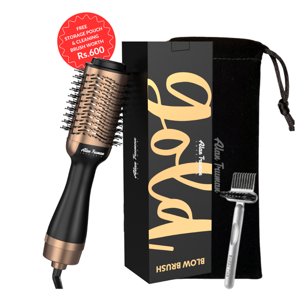 Alan Truman Blow Dryer Brush for Everyday Blowouts & Blow-styling at home - Black Gold Ceramic