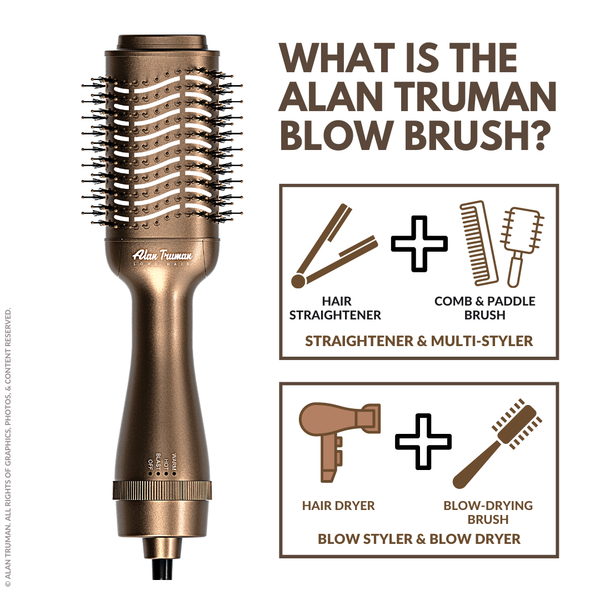 Blow dryer brush for everyday styling in gold