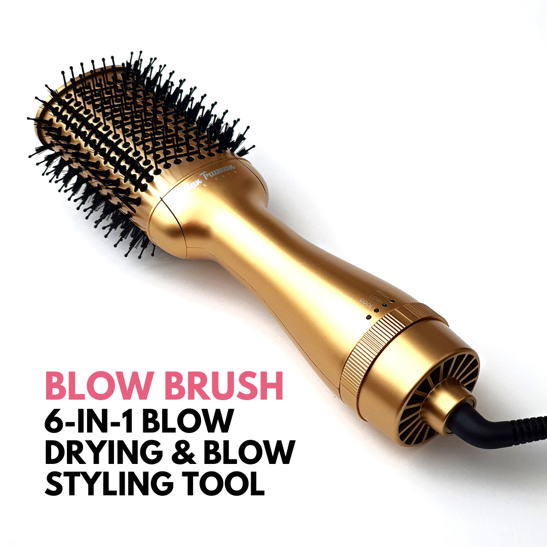 Alan Truman Oh So Gold Ceramic Blow Dryer Brush for big bouncy voluminous blowouts at home