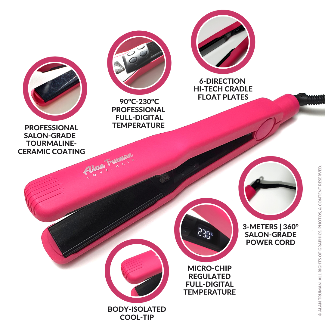 Alan Truman Hot Pink Tourmaline Ceramic Hair Straightener