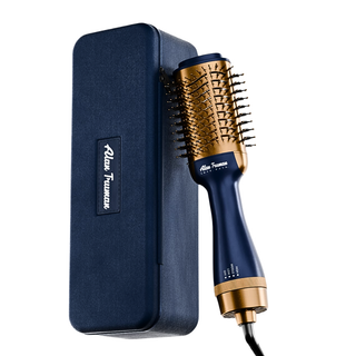 Alan Truman Blow dryer Brush with Storage & Travel Case Midnight Blue-Gold for easy blow-drying, blow styling and haircare
