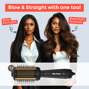 Alan Truman Blow Styling Brush - Blow Dryer Brush + Hair Straightener Hot Brush in One - Alan Truman