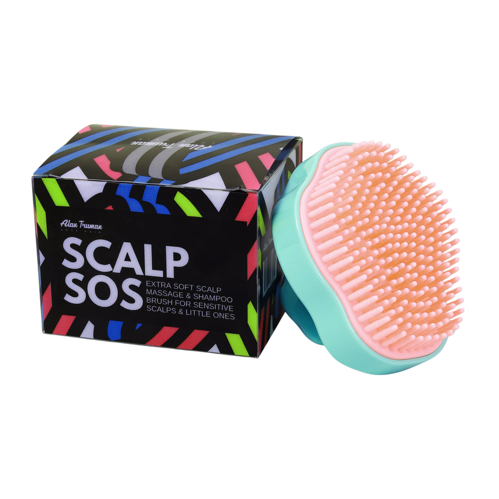 Alan Truman Scalp SOS Extra Soft Scalp Massage and Shampoo Brush for Sensitive Scalps & Little Ones- Green/Pink