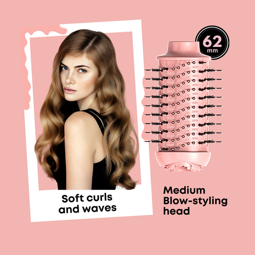 Alan Truman Big Volumiser Set for Easy Blowdrying, Curling, Waving & Blow Styling at home - Pastel Pink
