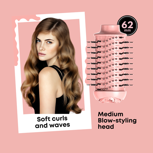 Alan Truman Big Volumiser Set for Easy Blowdrying, Curling, Waving & Blow Styling at home - Pastel Pink