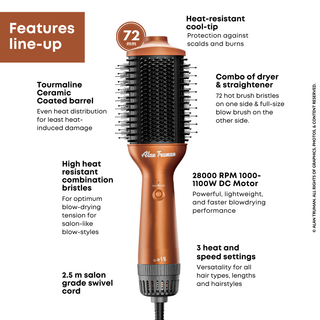 Alan Truman Straight and Blow, 3-in-1 Blow Styling Brush for all hair types