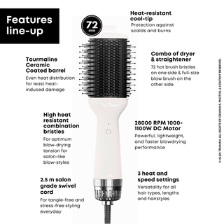 Alan Truman Straight and Blow, 3-in-1 Blow Styling Brush for all hair types - White Ceramic
