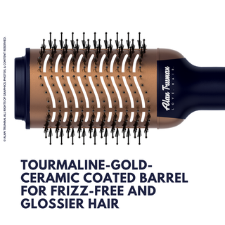 Alan Truman Blow dryer Brush with Storage & Travel Case Midnight Blue-Gold for easy blowdrying, blow styling and haircare