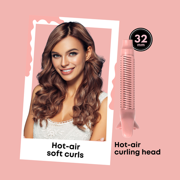 Alan Truman Big Volumiser Set for Easy Blowdrying, Curling, Waving & Blow Styling at home - Pastel Pink