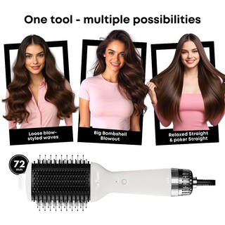 Alan Truman Straight and Blow, 3-in-1 Blow Styling Brush for all hair types - White Ceramic