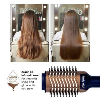 Alan Truman Blow dryer Brush with Storage & Travel Case Midnight Blue-Gold for easy blow-drying, blow styling and haircare