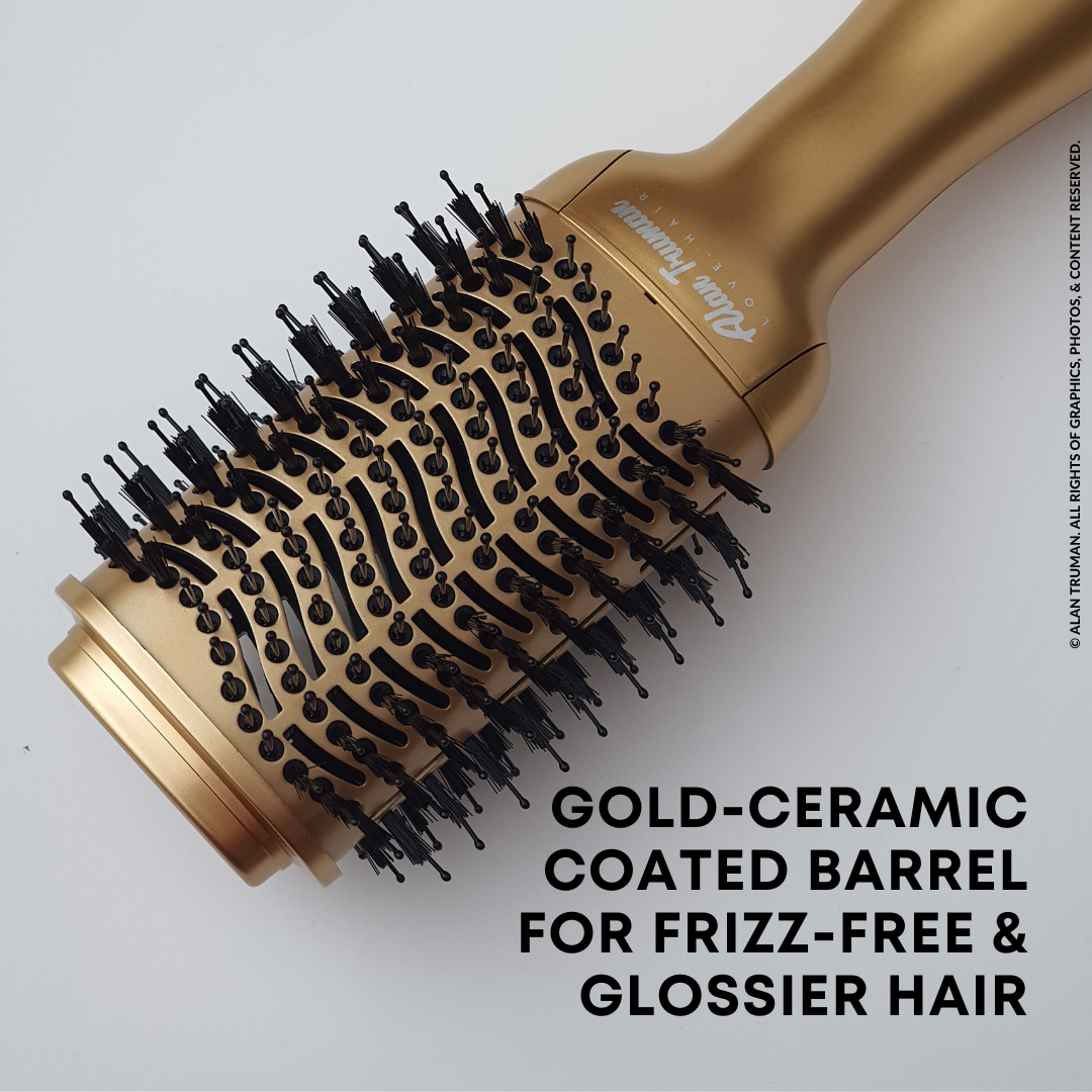Alan Truman Oh So Gold Ceramic Blow Dryer Brush for big bouncy voluminous blowouts at home