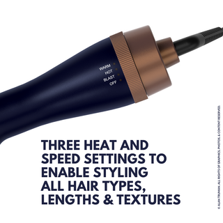 Alan Truman Blow dryer Brush with Storage & Travel Case Midnight Blue-Gold for easy blowdrying, blow styling and haircare