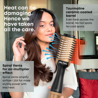 Alan Truman Blow Dryer Brush for Everyday Blowouts & Blow-styling at home - Black Gold Ceramic