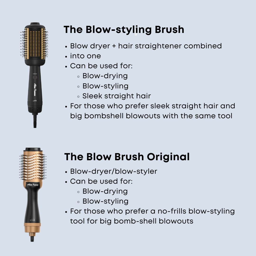 Alan Truman Blow Styling Brush - Blow Dryer Brush + Hair Straightener Hot Brush in One - Alan Truman