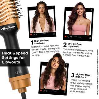 Alan Truman Blow Dryer Brush for Everyday Blowouts & Blow-styling at home - Black Gold Ceramic