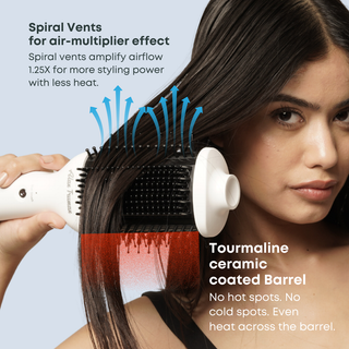 Alan Truman Straight and Blow, 3-in-1 Blow Styling Brush for all hair types - White Ceramic