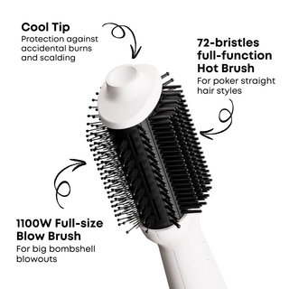 Alan Truman Straight and Blow, 3-in-1 Blow Styling Brush for all hair types - White Ceramic