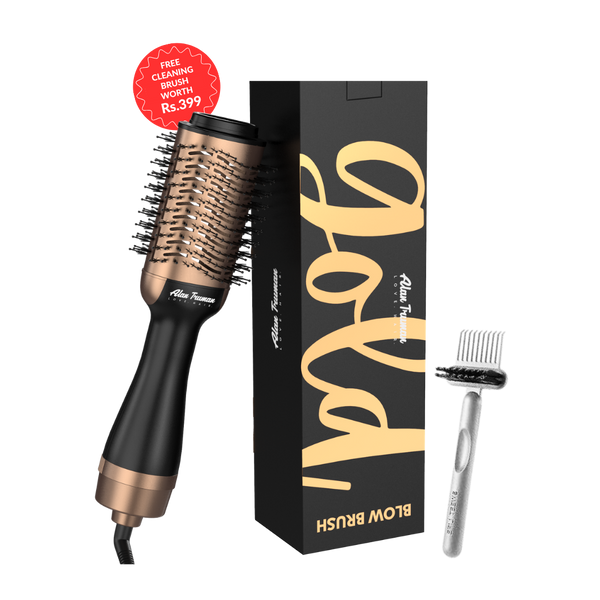Alan Truman Blow Dryer Brush for Everyday Blowouts & Blow-styling at home - Black Gold Ceramic