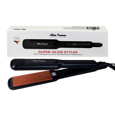 Alan Truman Black Super Glide Wide Argan Gold Oil  Infused Ceramic Plates Hair Straightener