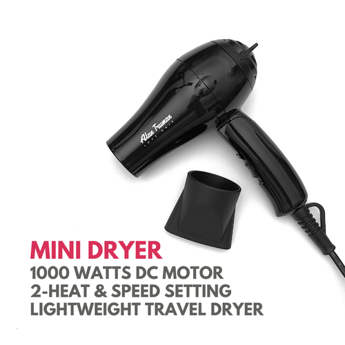 Alan Truman Black Mini Hair Dryer (1100 Watts DC Motor) - Alan Truman