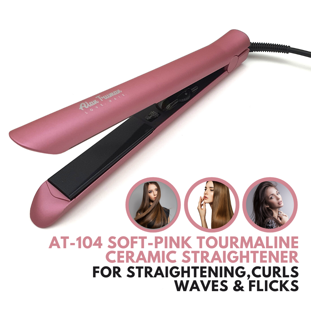Alan Truman AT 104 Soft Pink Tourmaline Ceramic Hair Straightener - Alan Truman